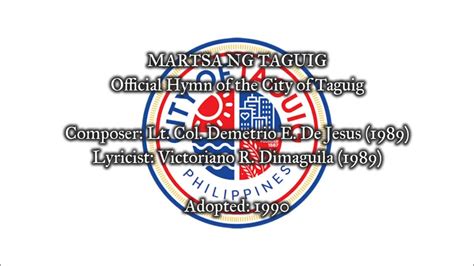 martsa ng taguig lyrics|Taguig City Hymn – Martsa ng Taguig lyrics .